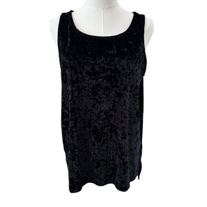 Cynthia Rowley Women's Large Black Crushed Velvet Whimsy Goth Casual Soft Blouse